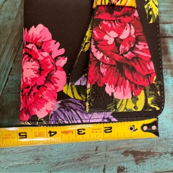 Betsey Johnson Black Multicolor Floral Bow Wristlet - Picture 6 of 15